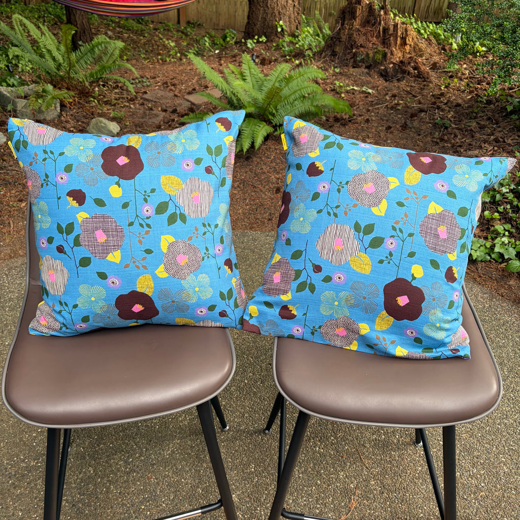 Handmade Kyoto Cotton Throw Pillow Cover : Sky Blue (50x50cm / 20")