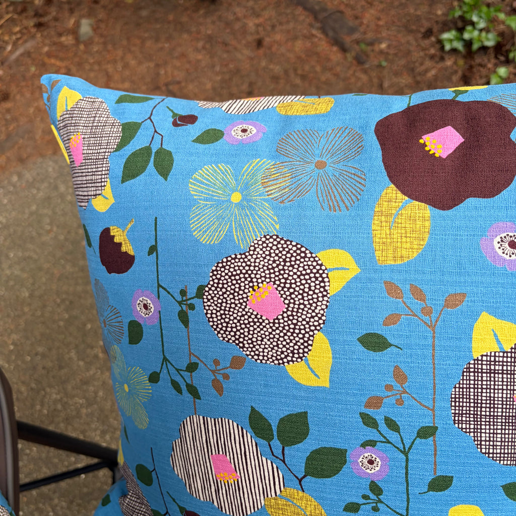 Handmade Kyoto Cotton Throw Pillow Cover : Sky Blue (50x50cm / 20")