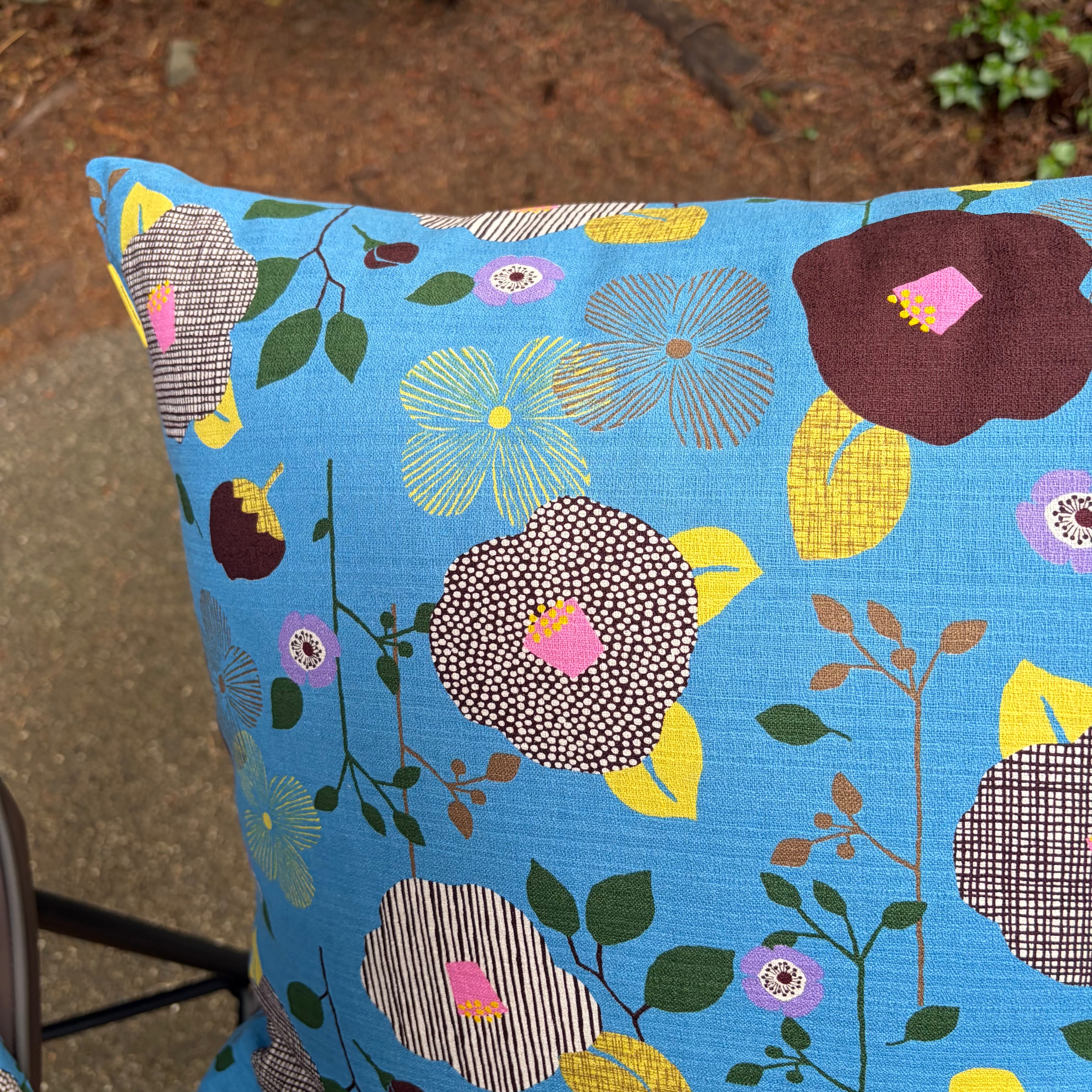 Handmade Kyoto Cotton Throw Pillow Cover : Sky Blue (50x50cm / 20")
