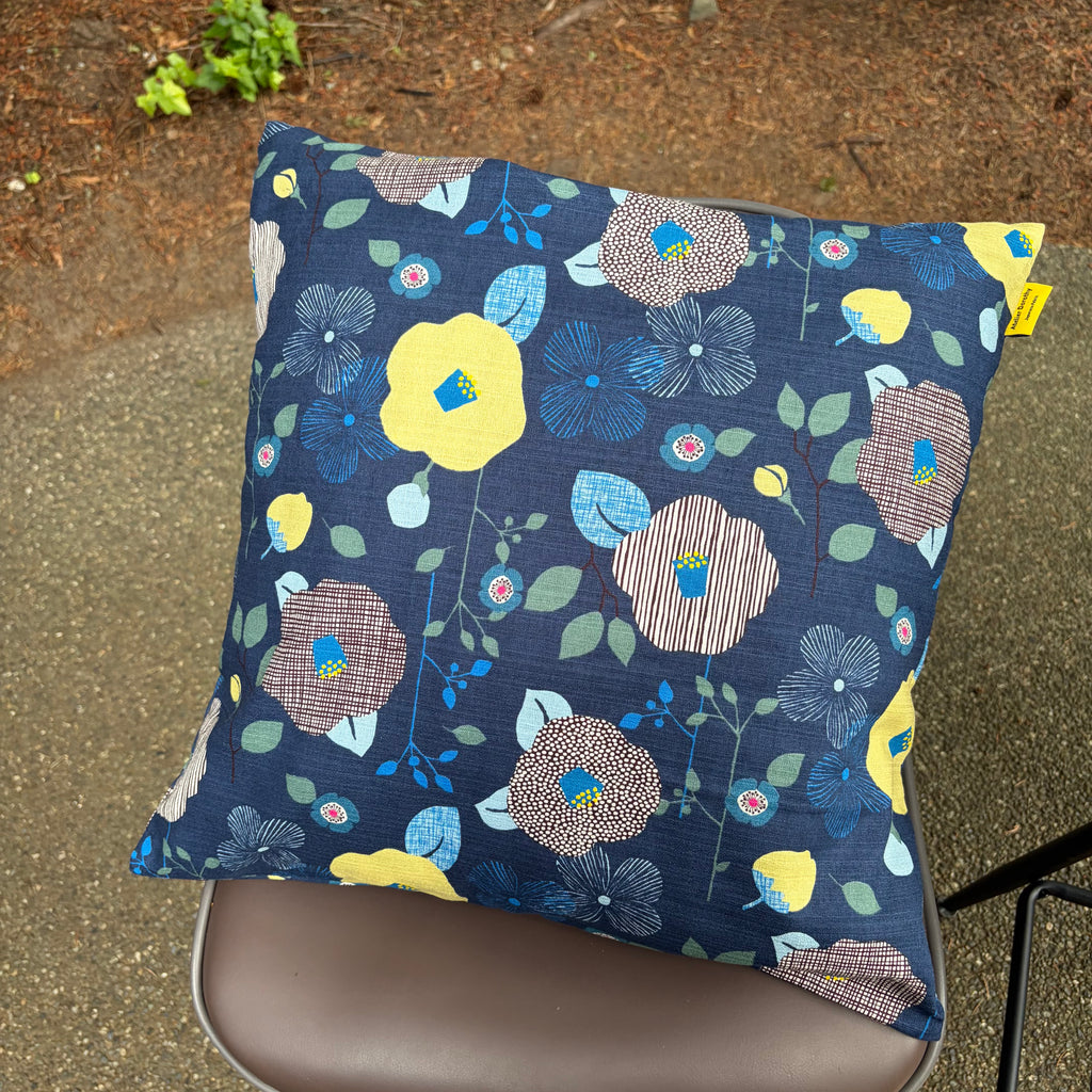 Handmade Kyoto Cotton Throw Pillow Cover : Deep ocean (50x50cm / 20")