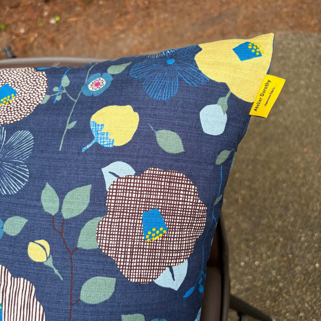 Handmade Kyoto Cotton Throw Pillow Cover : Deep ocean (50x50cm / 20")