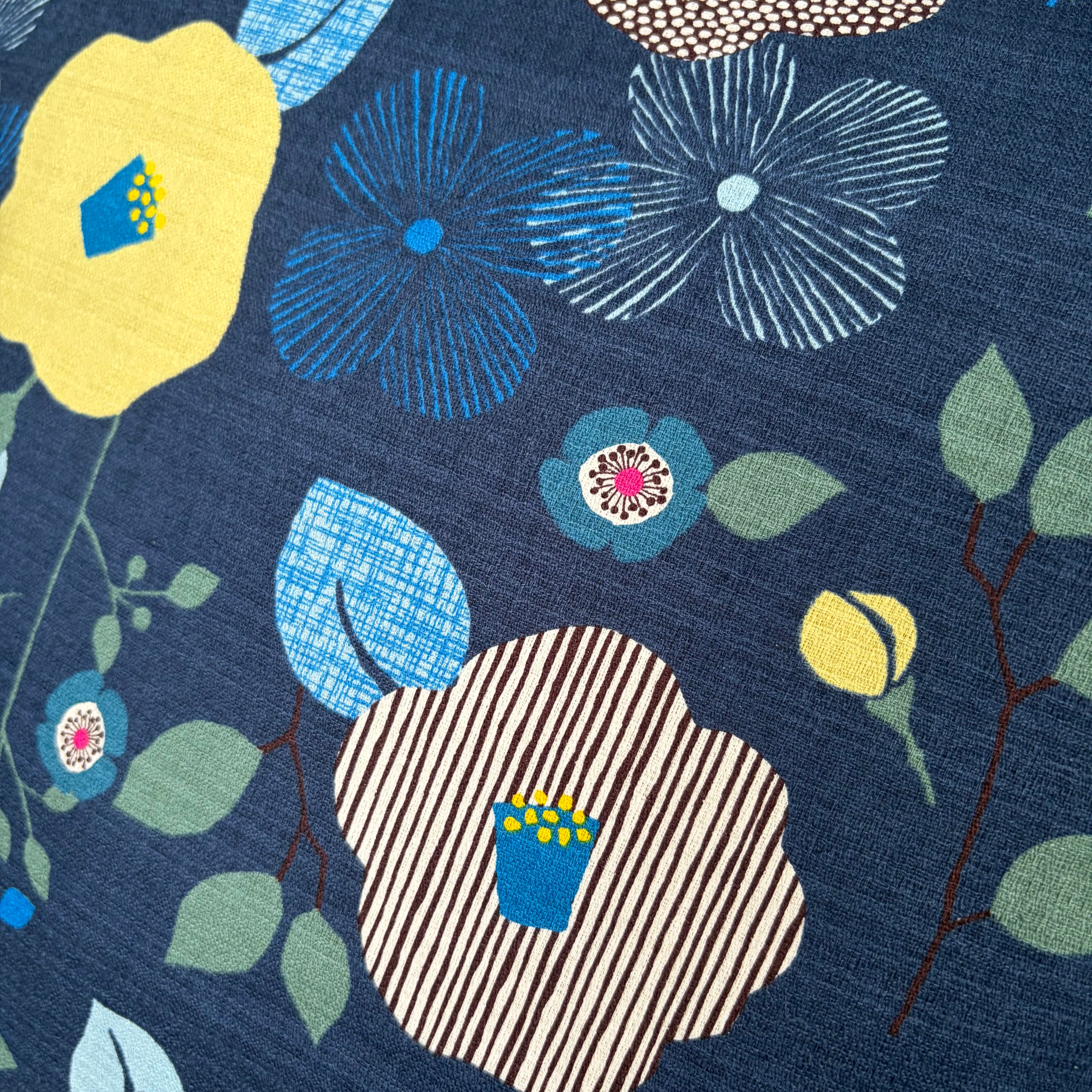 Handmade Kyoto Cotton Throw Pillow Cover : Deep ocean (50x50cm / 20")