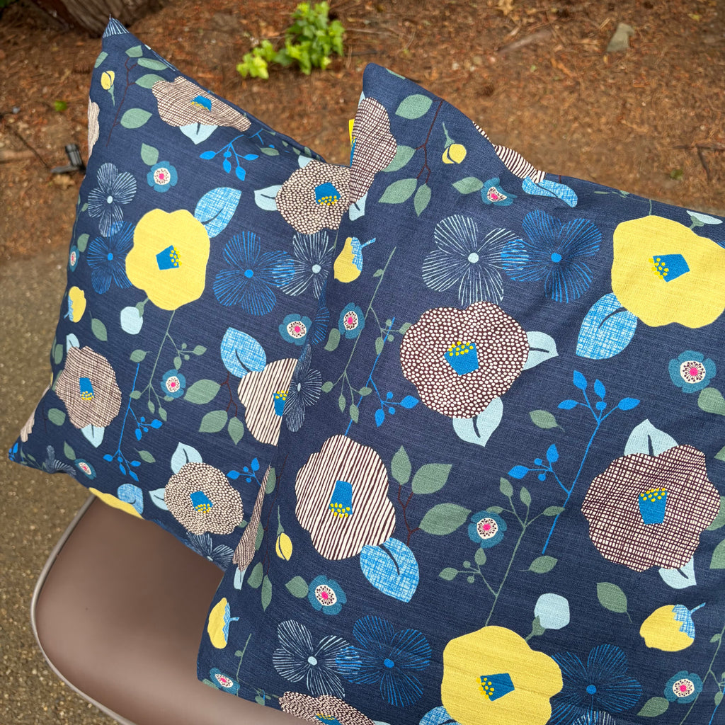 Handmade Kyoto Cotton Throw Pillow Cover : Deep ocean (50x50cm / 20")