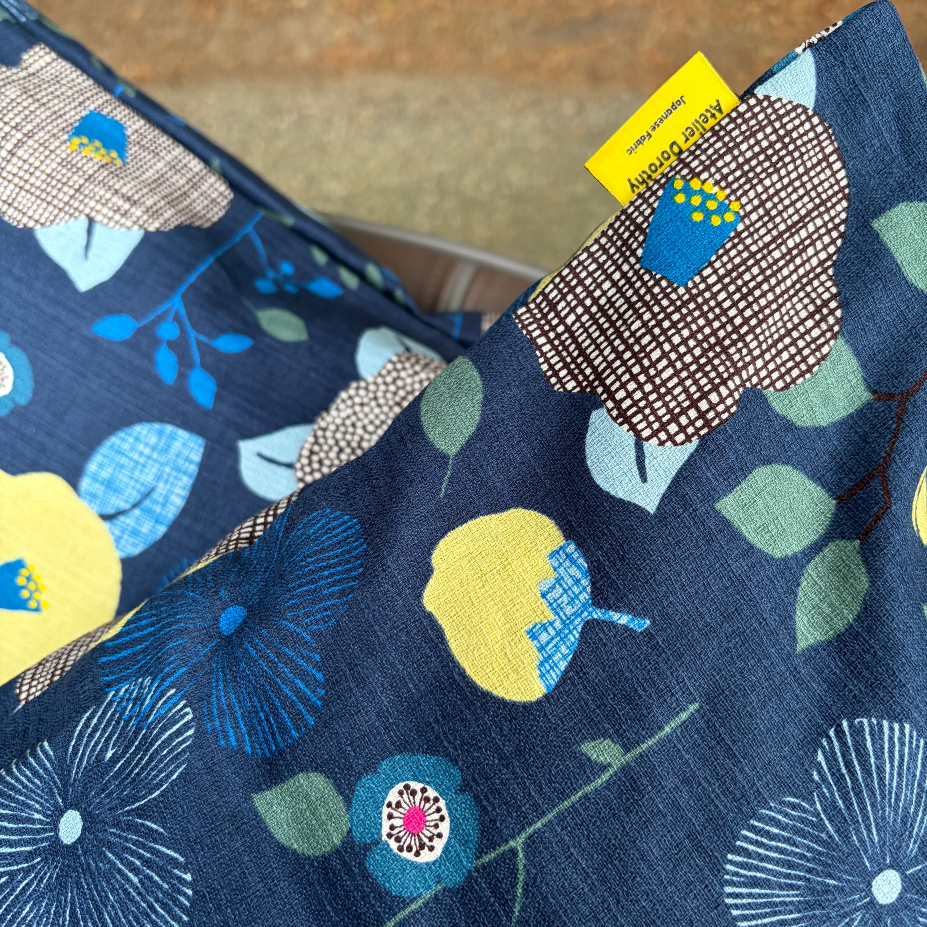 Handmade Kyoto Cotton Throw Pillow Cover : Deep ocean (50x50cm / 20")