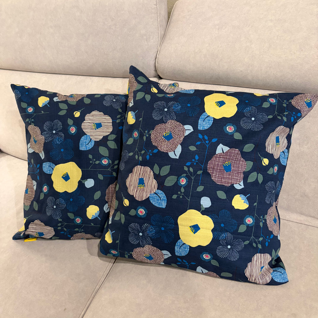 Handmade Kyoto Cotton Throw Pillow Cover : Deep ocean (50x50cm / 20")
