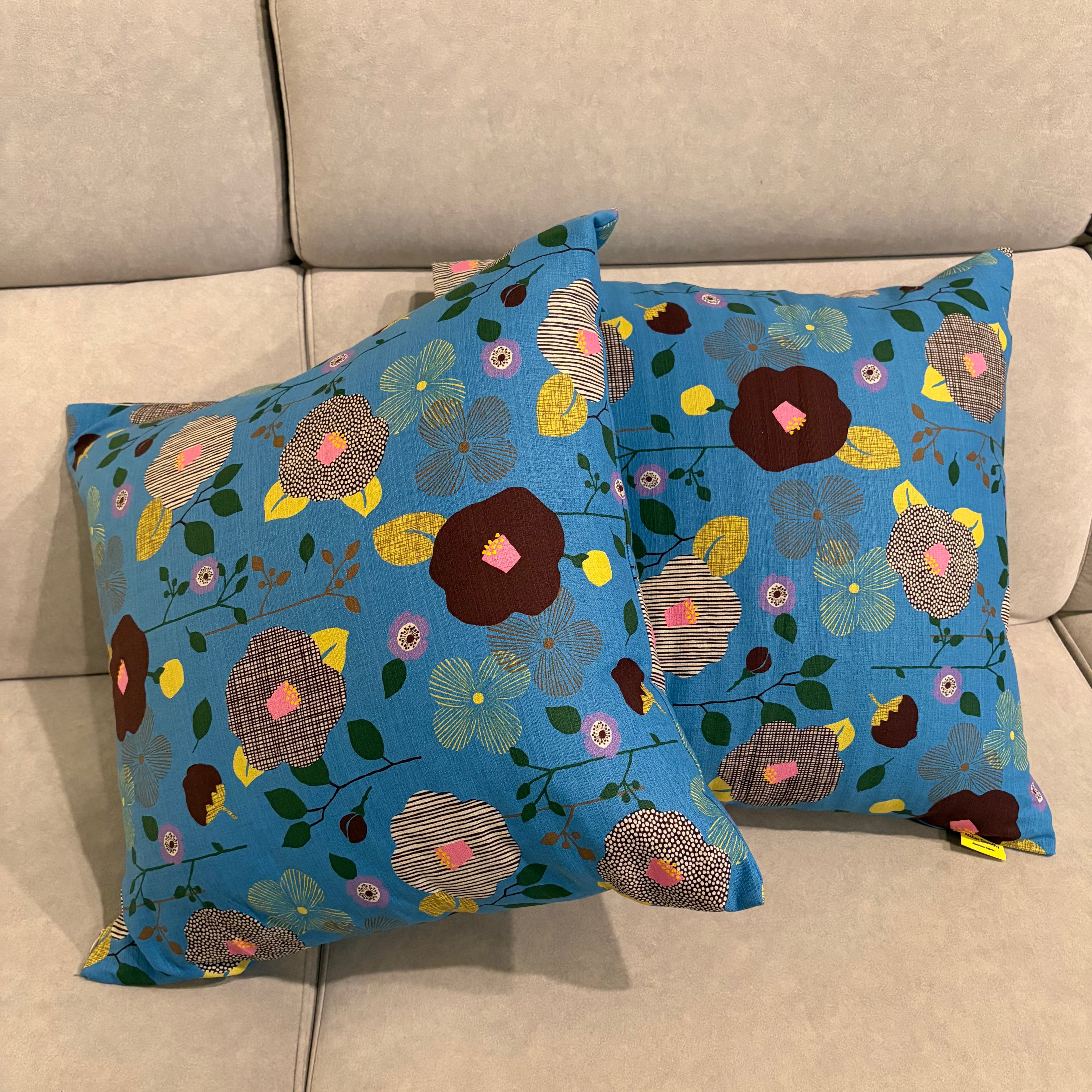 Handmade Kyoto Cotton Throw Pillow Cover : Sky Blue (50x50cm / 20")