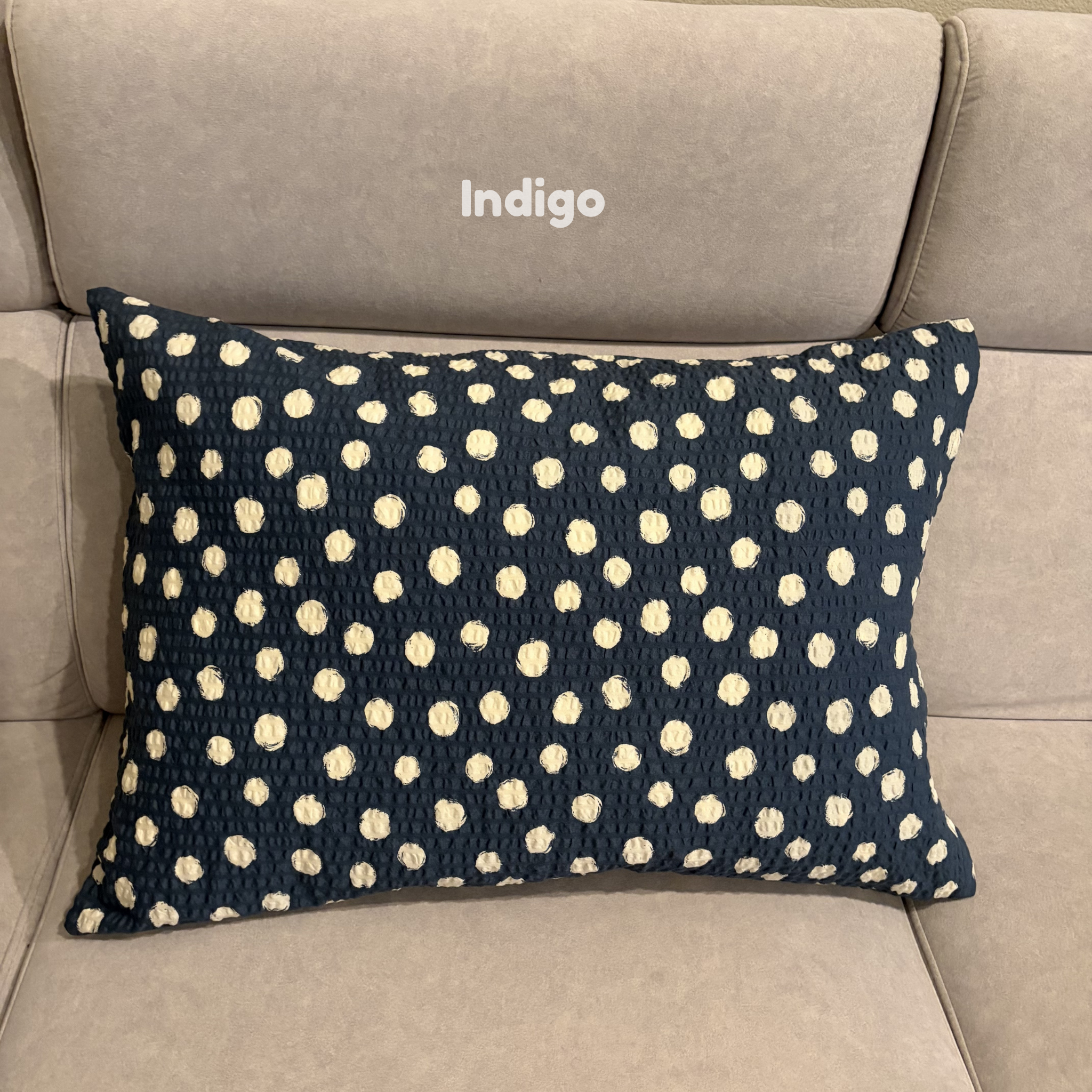 Handmade Japanese Seersucker Pillowcase : Indigo