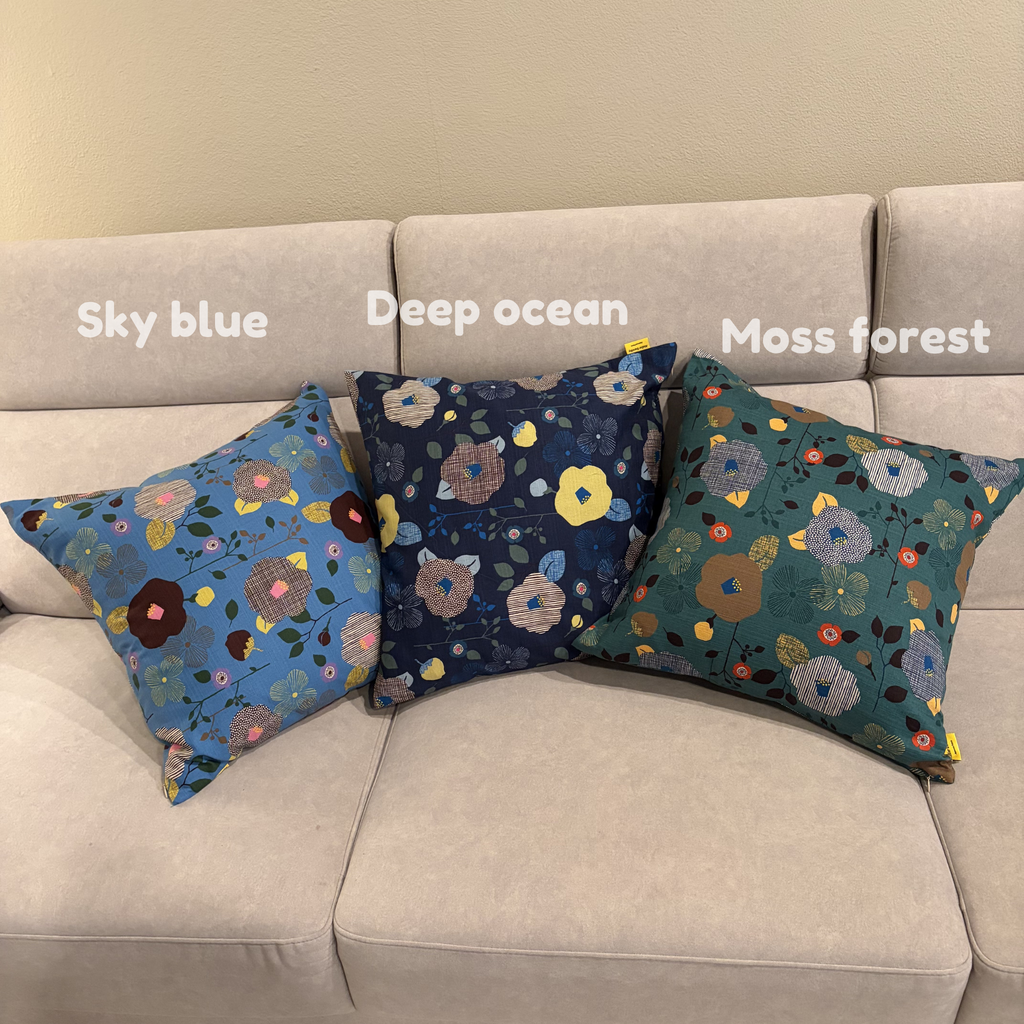 Handmade Kyoto Cotton Throw Pillow Cover : Deep ocean (50x50cm / 20")