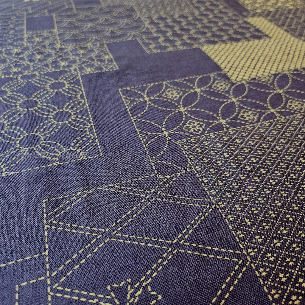 Japanese Takumi fabric, Sashiko Patterns, Blue - 100% cotton, by the yard