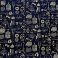 Japanese fabric - Traditional Household Items, Denim Blue - 100% Cotton Sheeting, by the yard