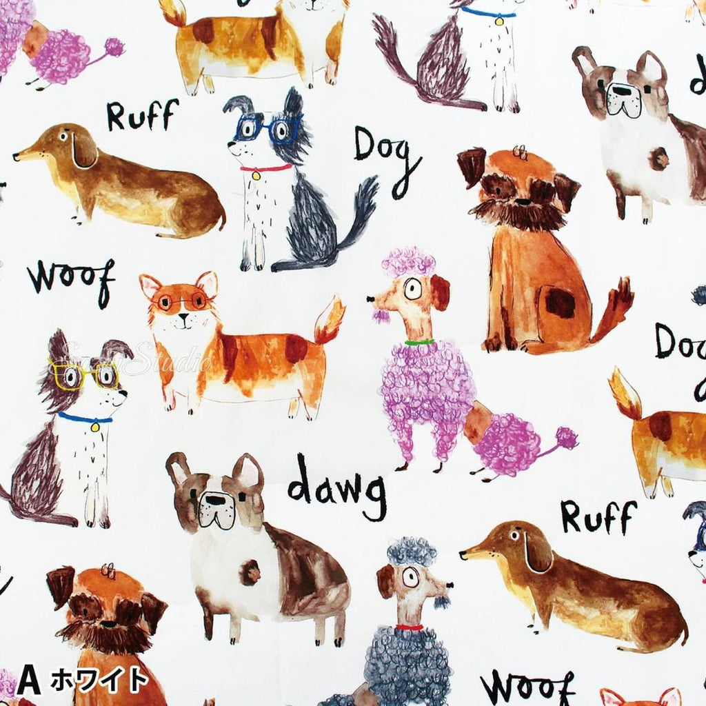 Japanese fabric - Adorable Paws Gathering, White - 100% Cotton Square (Digital Print), by the yard