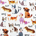 Japanese fabric - Adorable Paws Gathering, White - 100% Cotton Square (Digital Print), by the yard