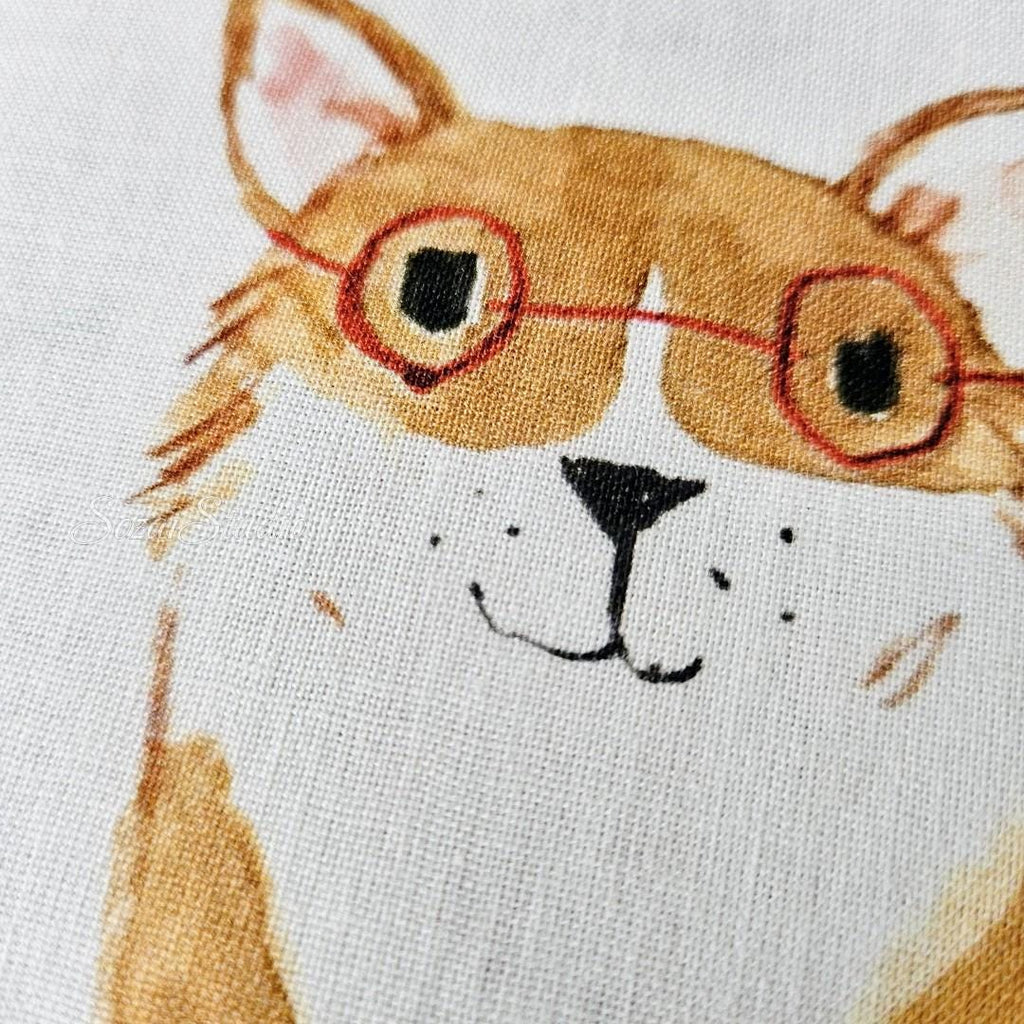 Japanese fabric - Adorable Paws Gathering, White - 100% Cotton Square (Digital Print), by the yard