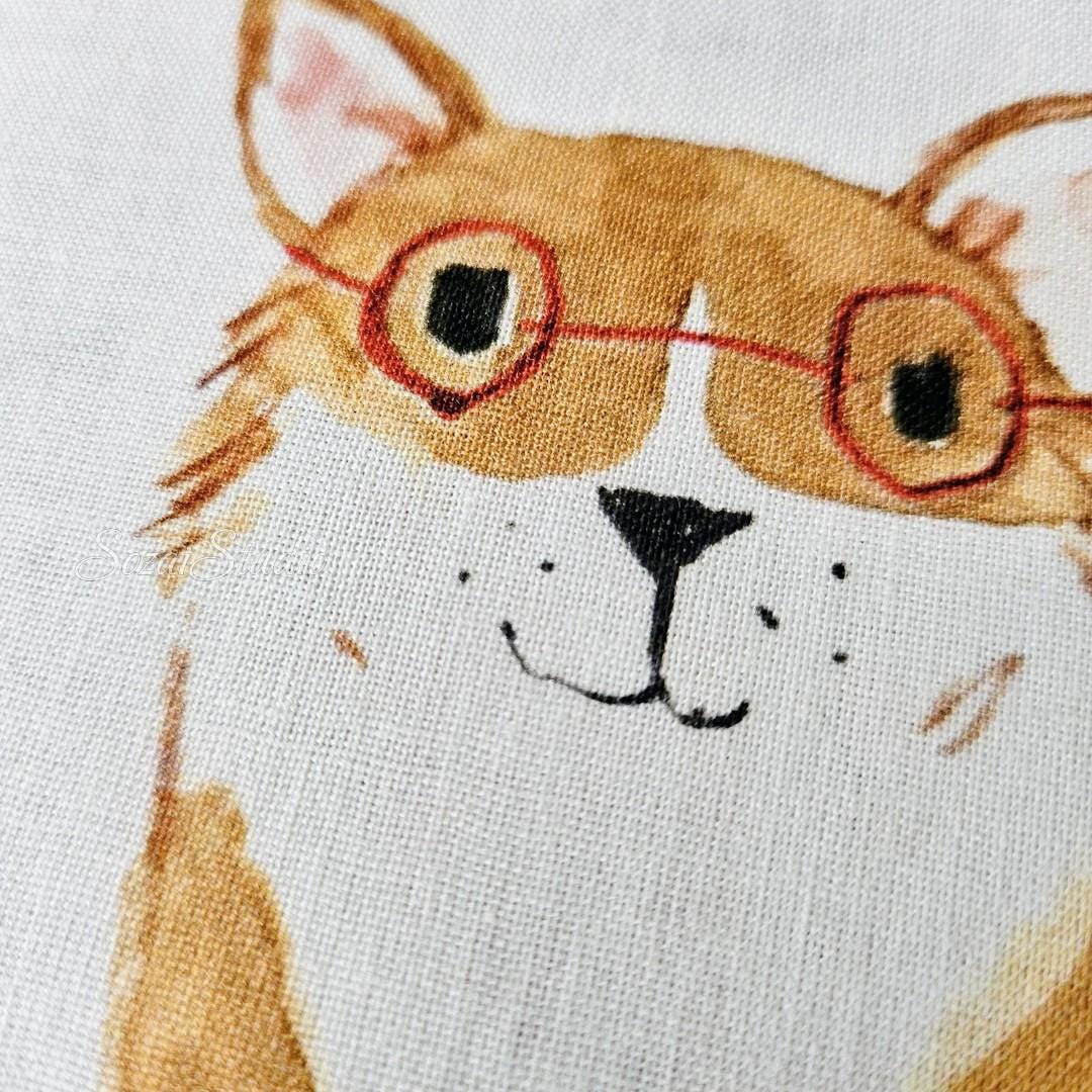 Japanese fabric - Adorable Paws Gathering, White - 100% Cotton Square (Digital Print), by the yard