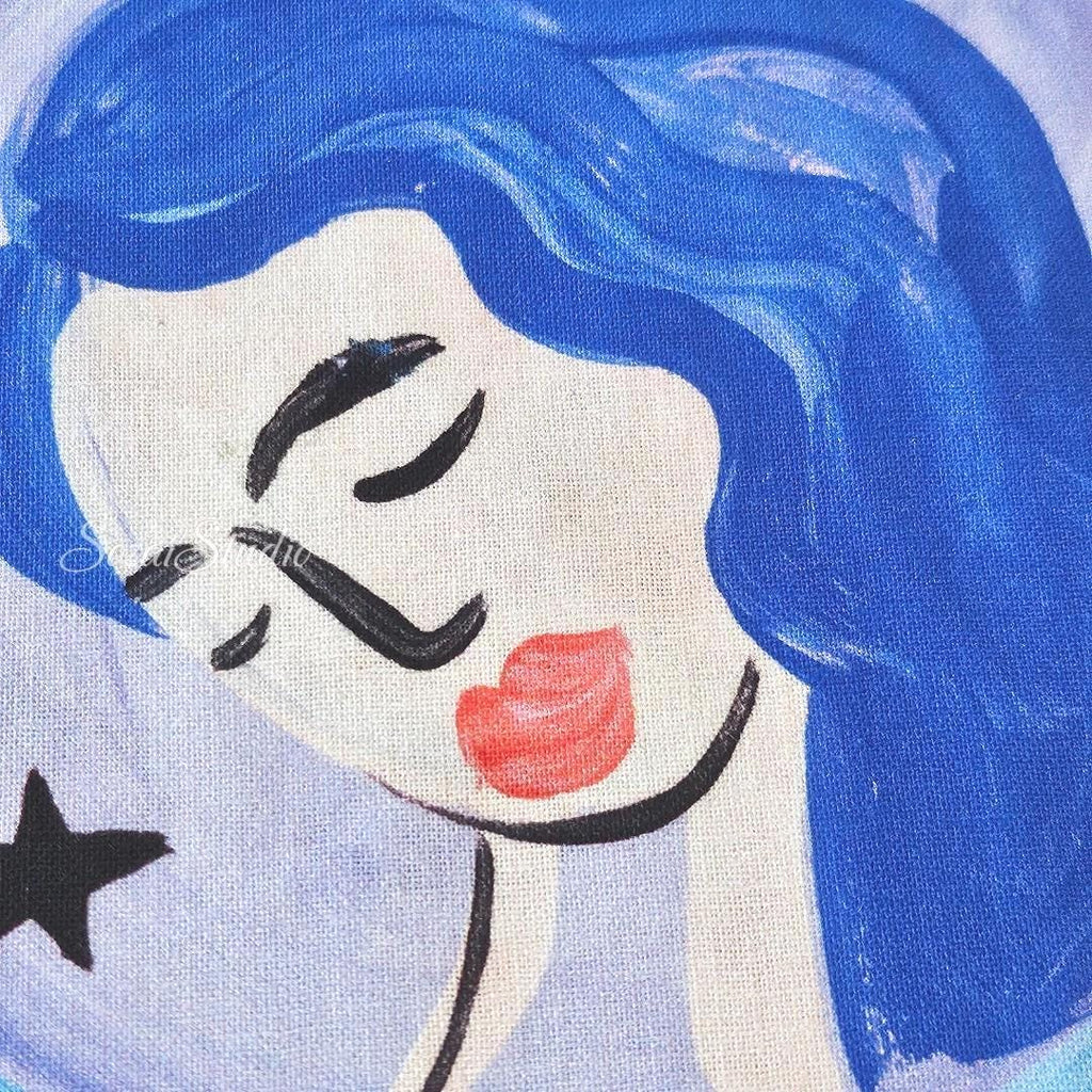 Japanese Zodiac Fabric: Cream Cotton Digital Print - by yard