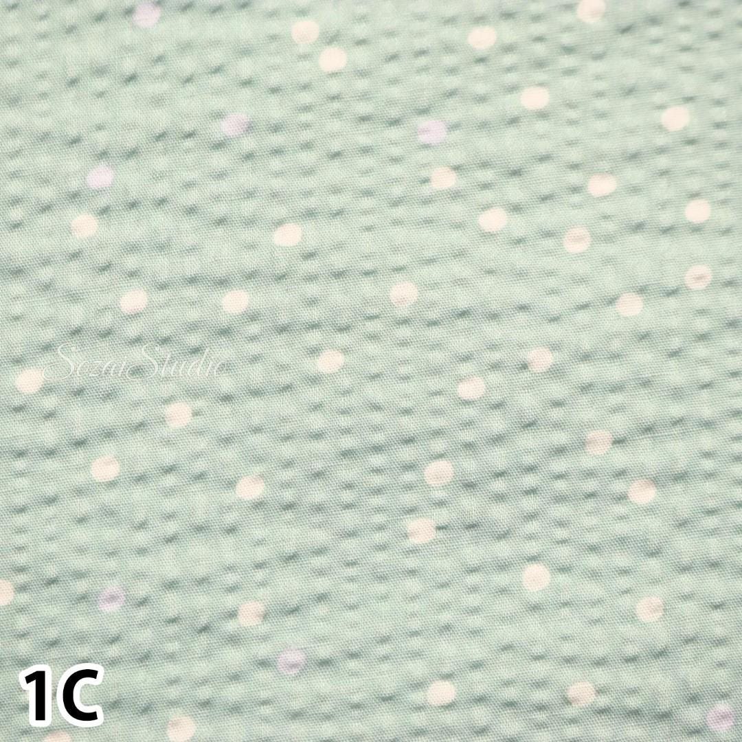 Japanese fabric - Polka Dots print, Light Blue - 100% Cotton Seersucker, by the yard