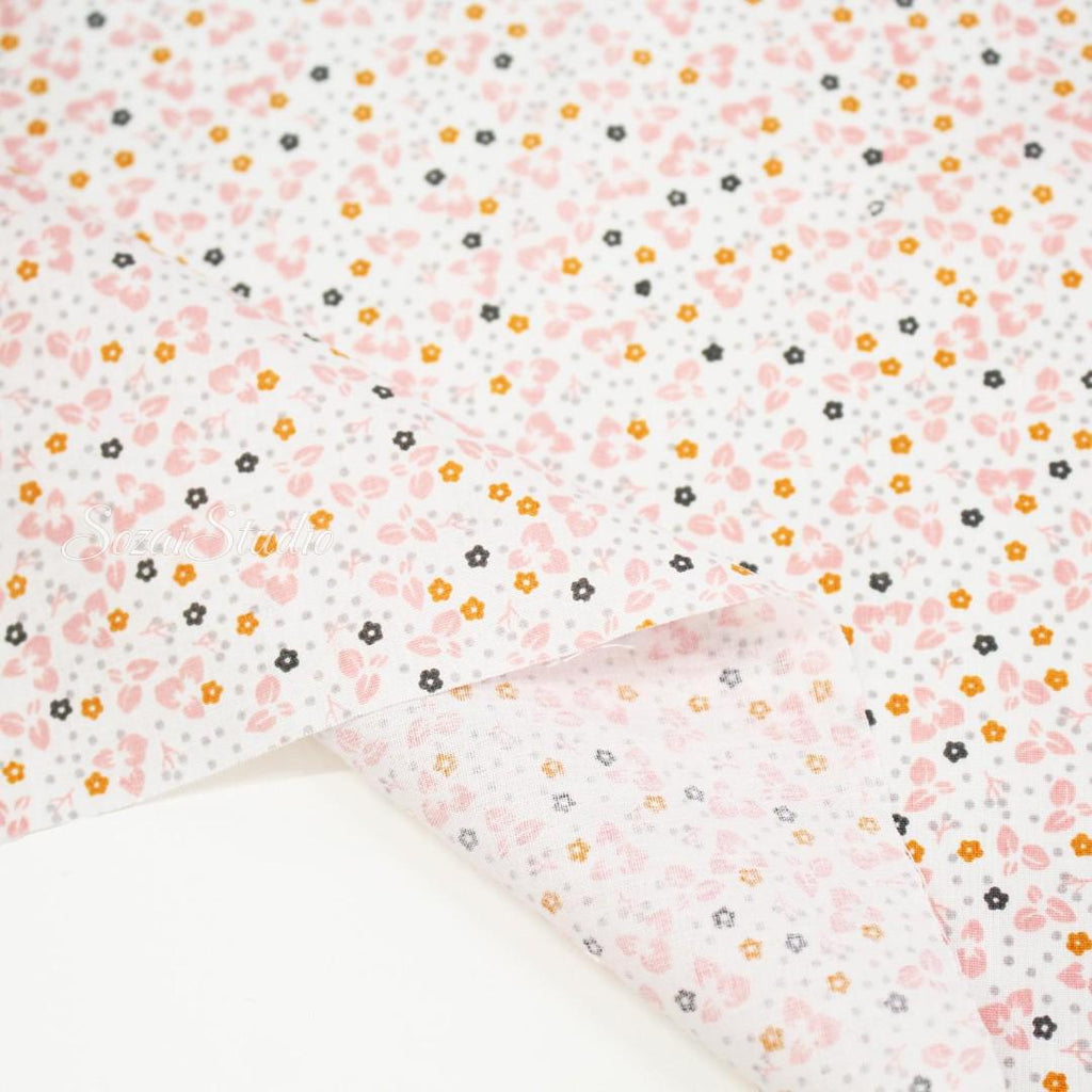 Orange Petal Print Cotton Fabric: Minimalist Style, 59" Wide - by the yard