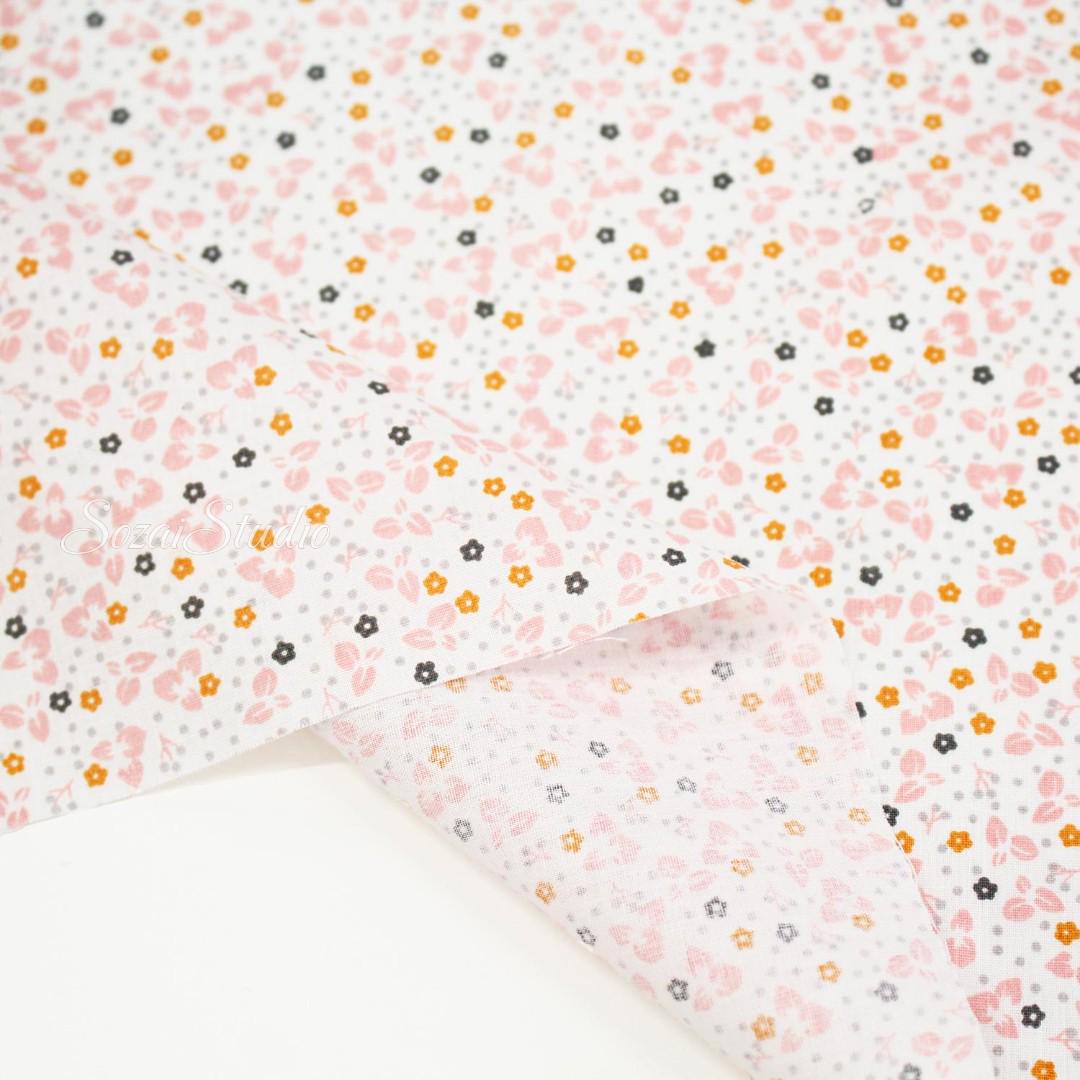 Orange Petal Print Cotton Fabric: Minimalist Style, 59" Wide - by the yard