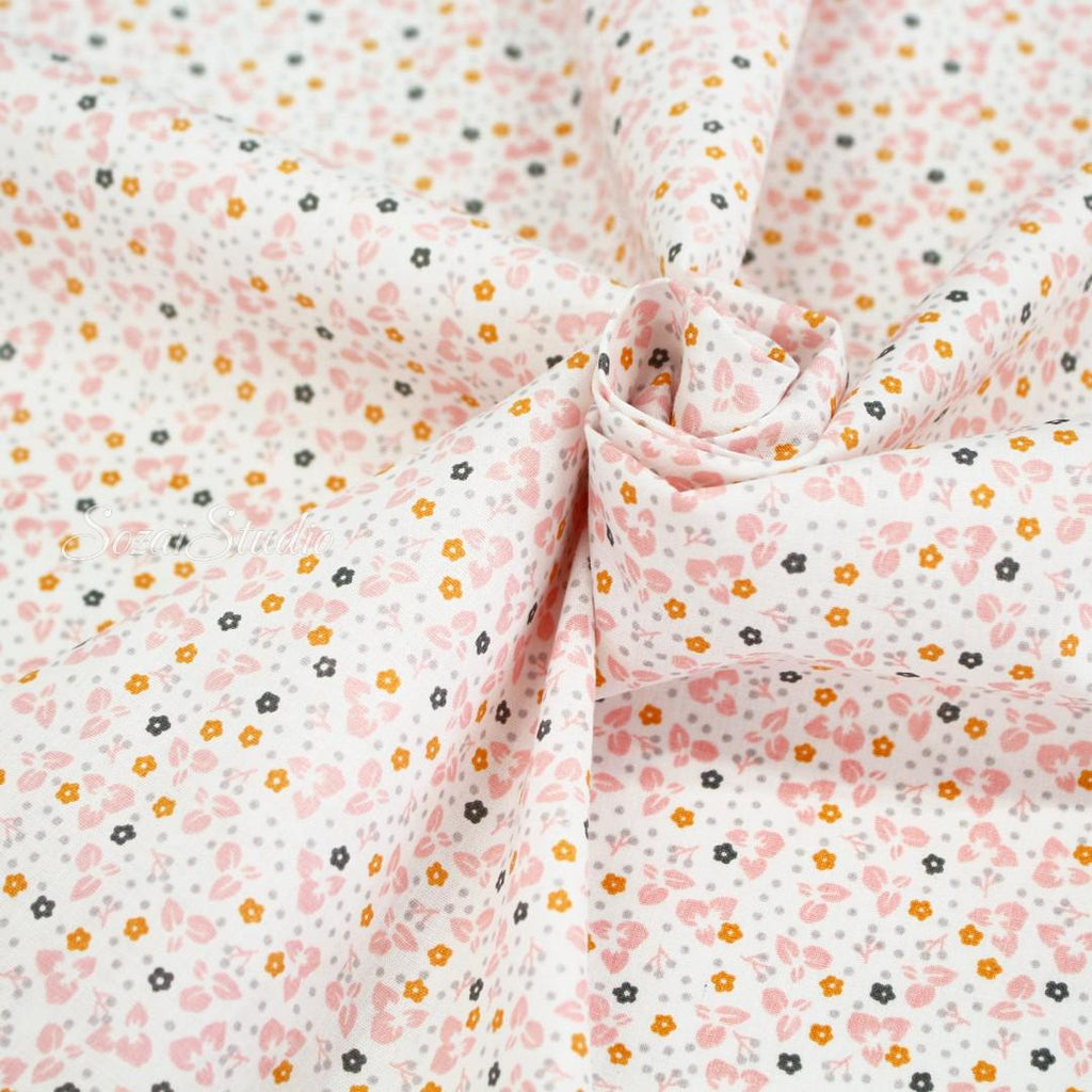 Orange Petal Print Cotton Fabric: Minimalist Style, 59" Wide - by the yard