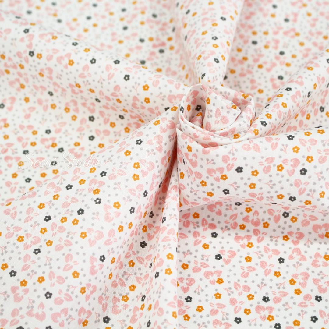Orange Petal Print Cotton Fabric: Minimalist Style, 59" Wide - by the yard