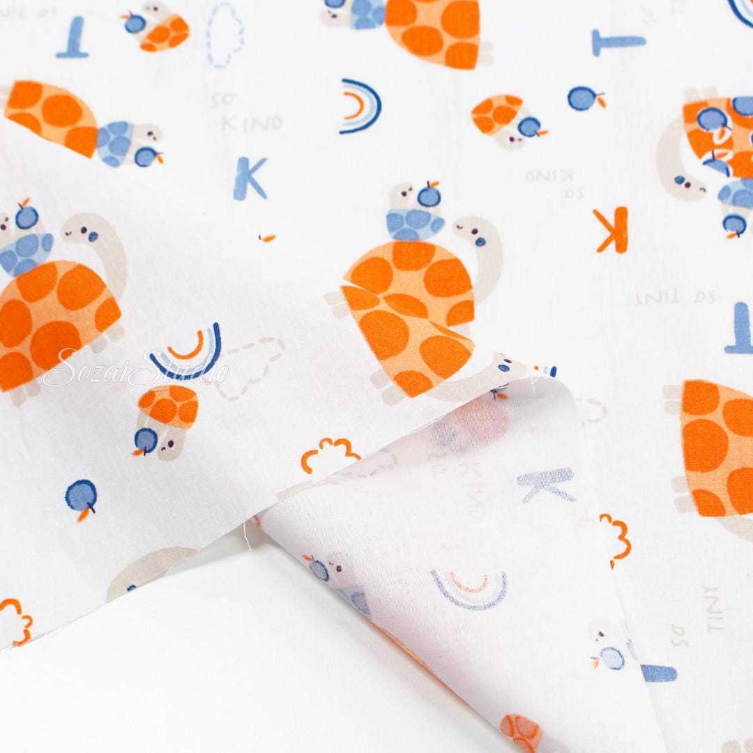 Adorable Turtle Mommy and Cutie, White - 100% Cotton Sheeting (Printed), by the yard