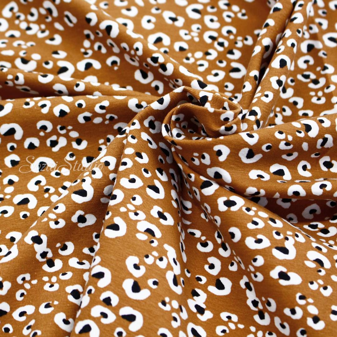 1 Yard Leopard Print Cotton Spandex Jersey Knit Fabric: Apparel Sewing - by the yard