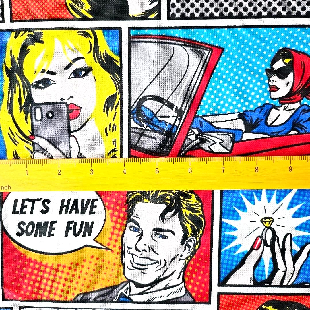 Retro American-style Comics - POP Multicolor Canvas, Digital Print - by the yard