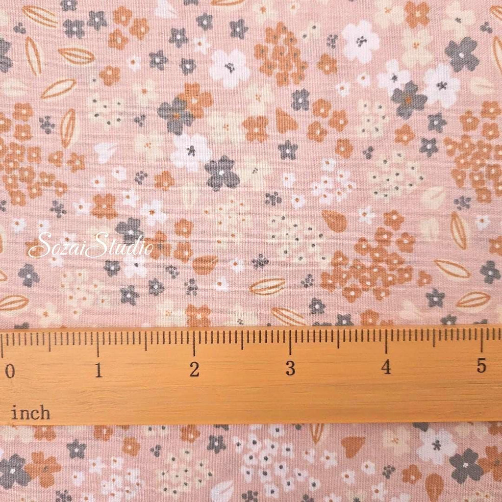 Charming Mille Fleurs, Orange Ground - 100% Cotton Sheeting (Digital Print), by the yard
