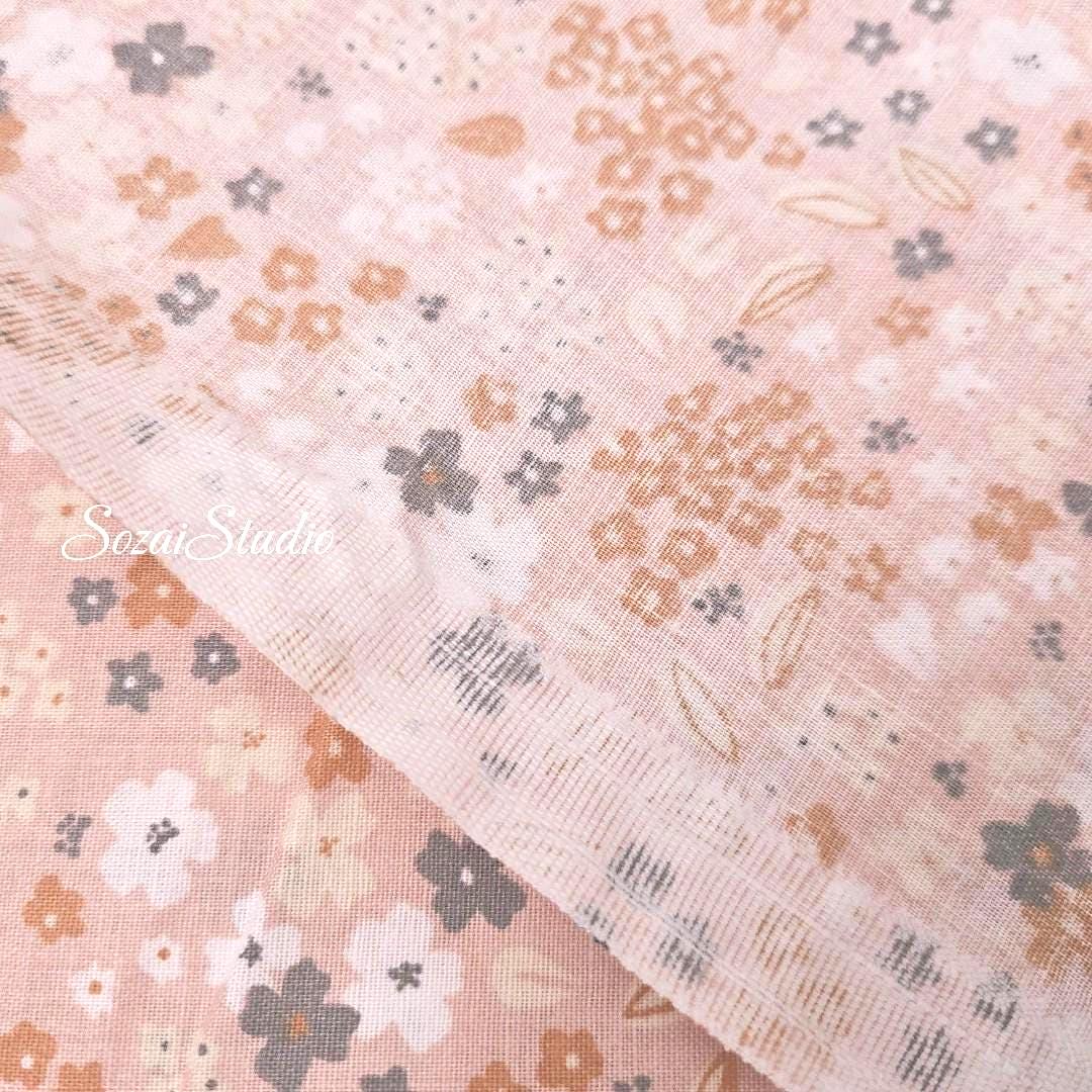 Charming Mille Fleurs, Orange Ground - 100% Cotton Sheeting (Digital Print), by the yard