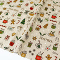 December & Christmas Vibe - Beige - Cotton Poly Canvas, Digital Print - by the yard