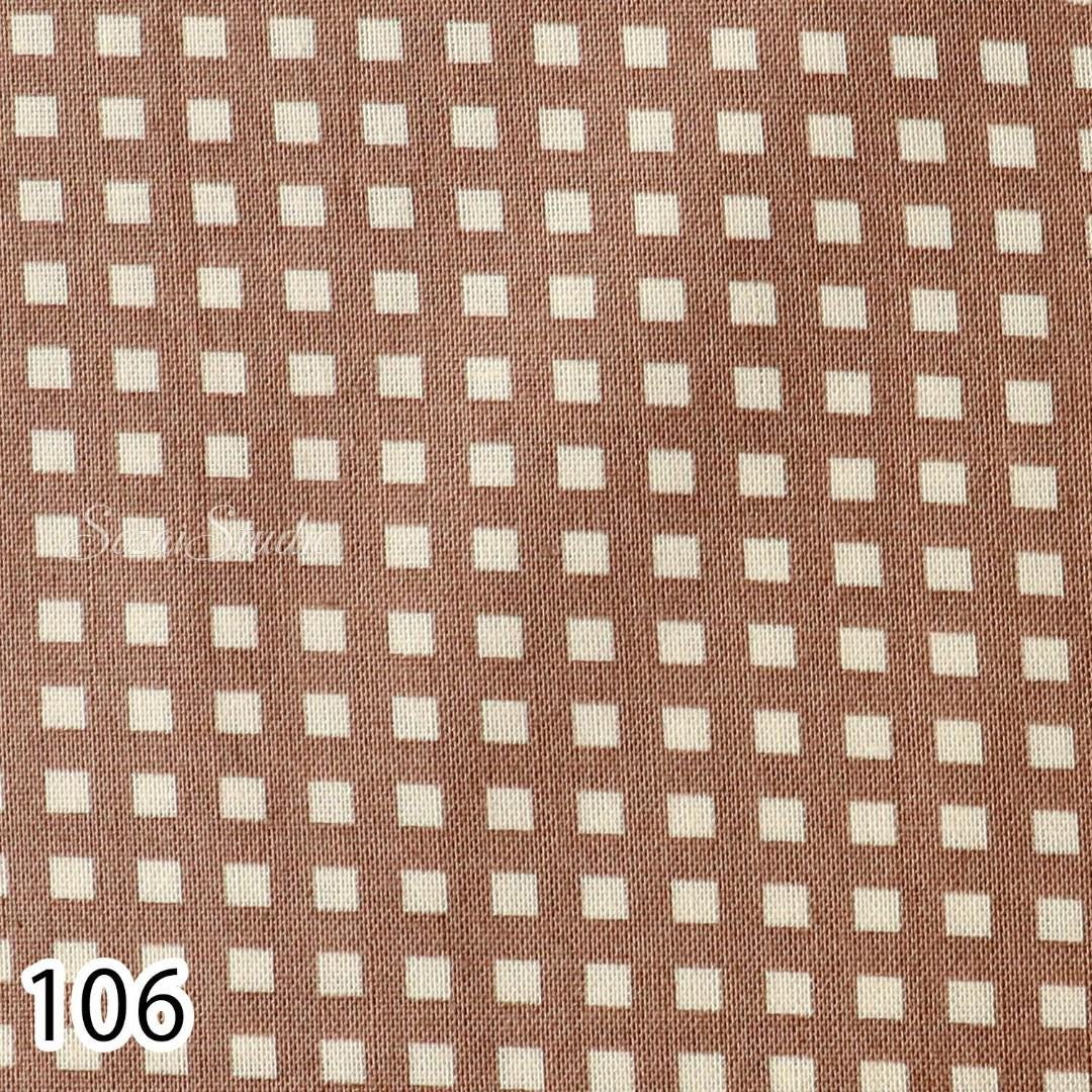 Japanese fabric - Two-tone Checkered, Brown - 100% Cotton Shirting (Printed), by the yard