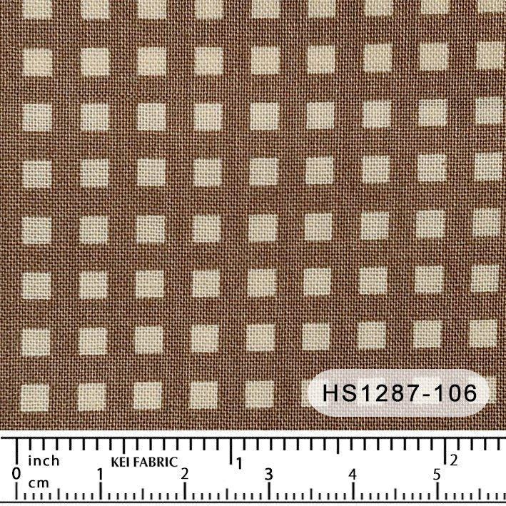 Japanese fabric - Two-tone Checkered, Brown - 100% Cotton Shirting (Printed), by the yard