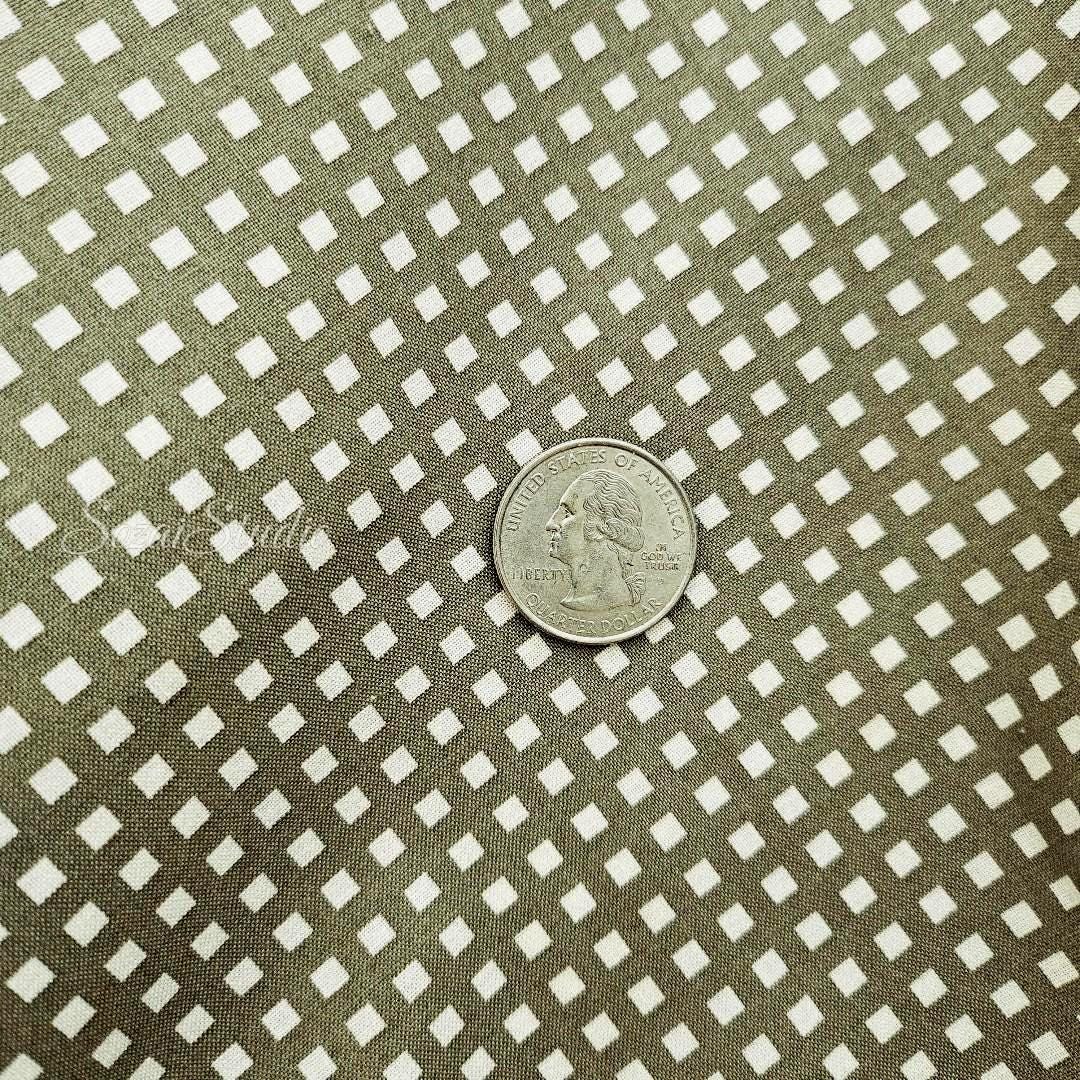 Japanese fabric - Two-tone Checkered, Khaki - 100% Cotton Shirting (Printed), by the yard