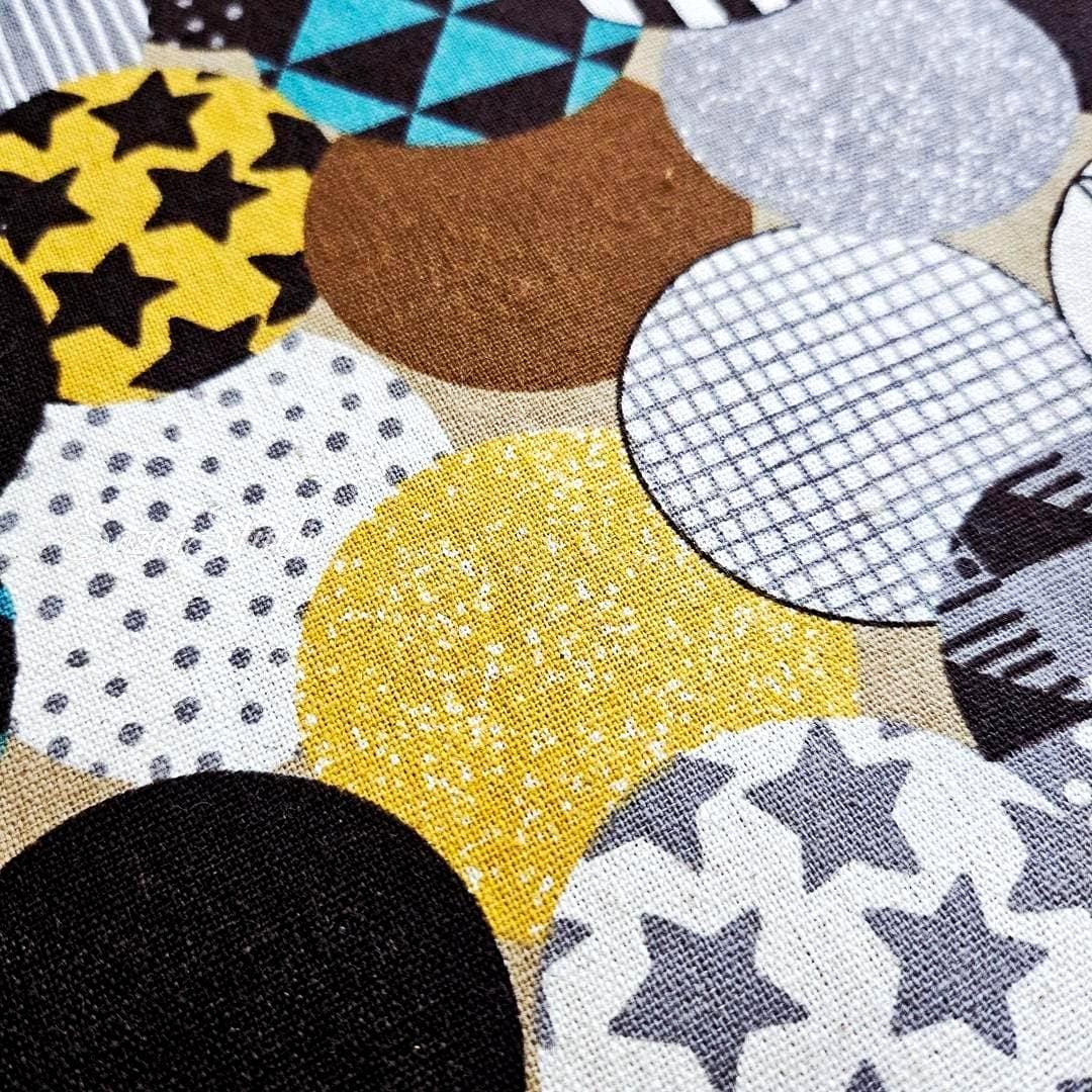 Japanese Cotton Linen Canvas : Vibrant Circles Print, Yellow, by the yard