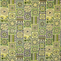 1 yard Japanese fabric - European-inspired Tile Pattern, Green - 100% Cotton Square (Print)