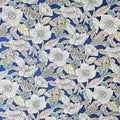 1 Yard Japanese fabric - Botanical flower, Blue - Linen Blend Canvas