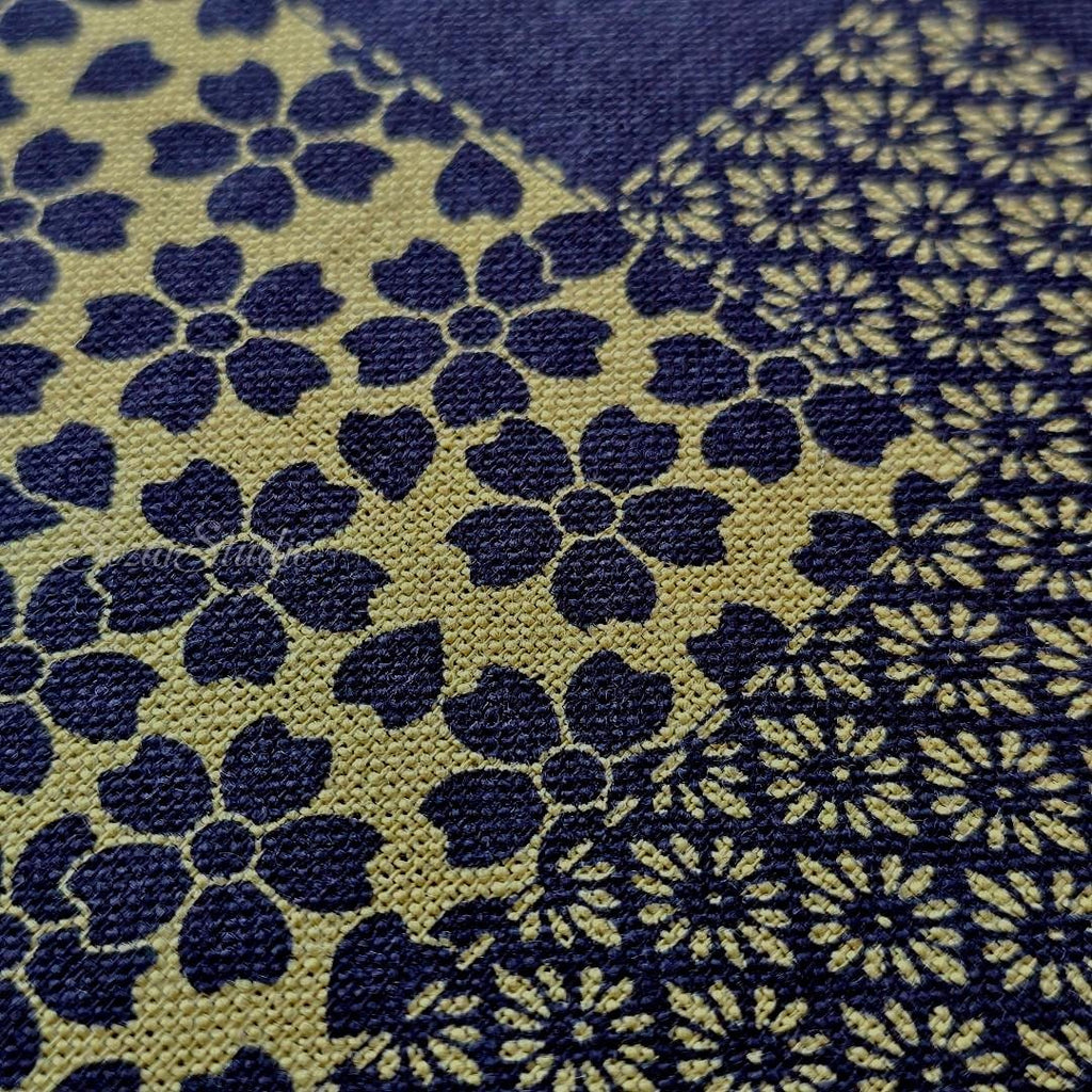 Japanese Takumi fabric, Sashiko Patterns, Blue - 100% cotton, by the yard