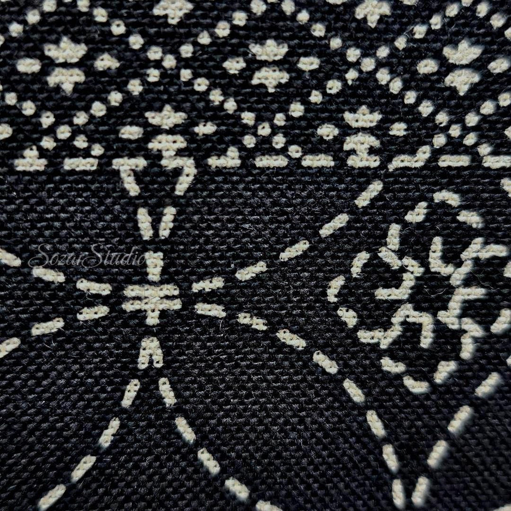 1 Yard Japanese Takumi fabric, Sashiko Patterns, Black - 100% cotton