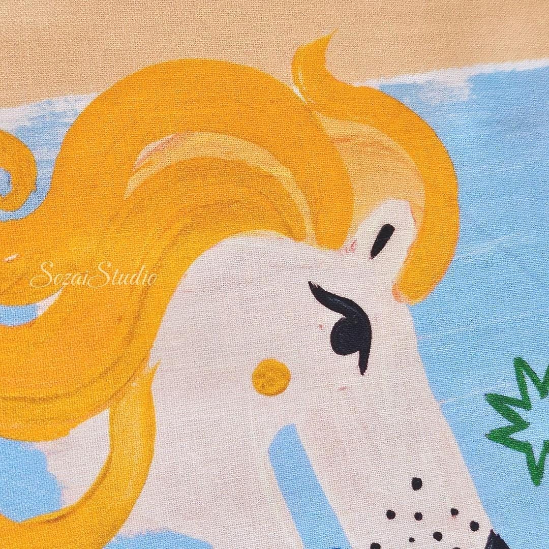 Japanese Zodiac Cotton Digital Print Fabric: Orange, by the yard