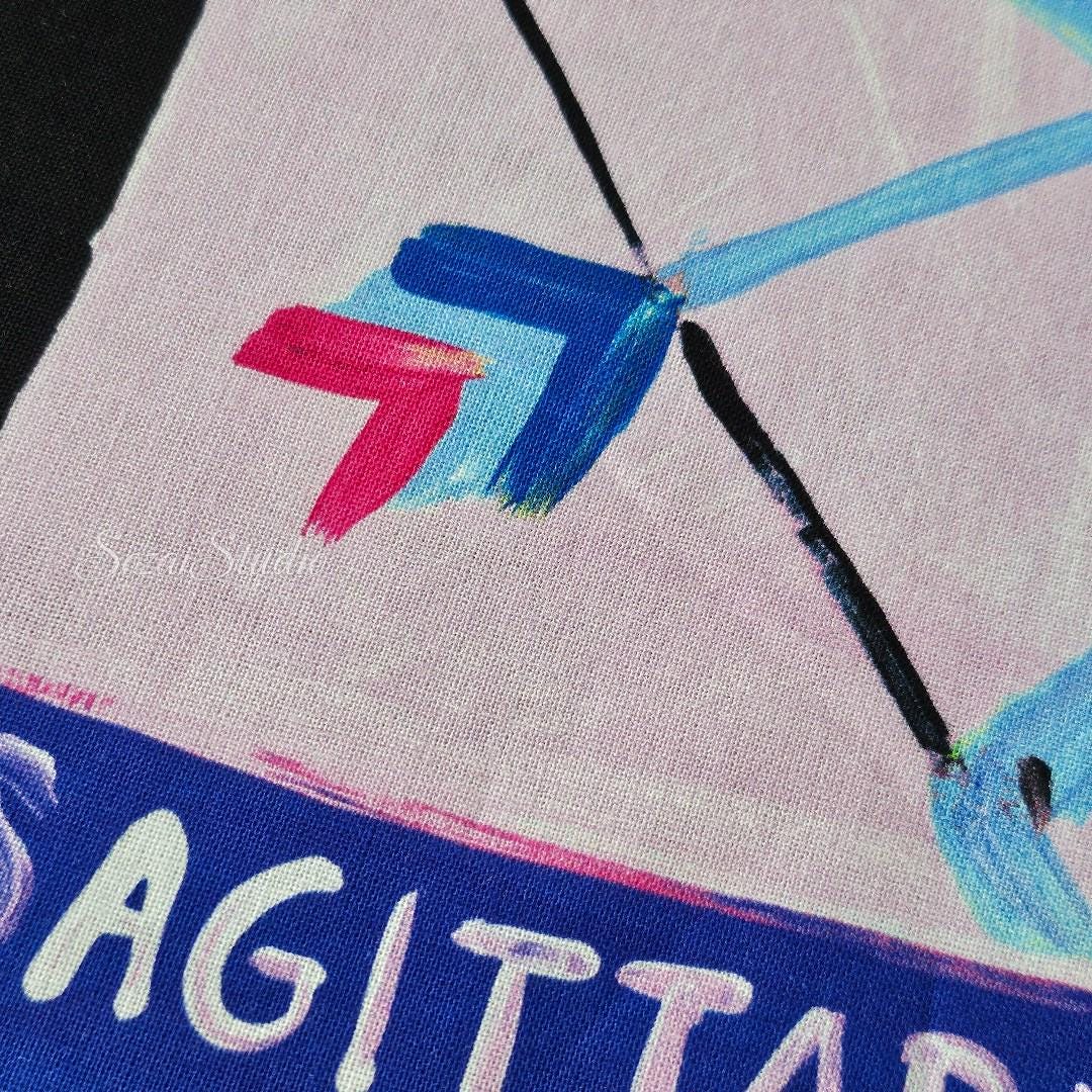 1 Yard Japan imported, Zodiac Cotton Fabric: Black Digital Print, Playful Design