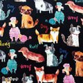 Japanese fabric - Adorable Paws Gathering, Black - 100% Cotton Square (Digital Print), by the yard