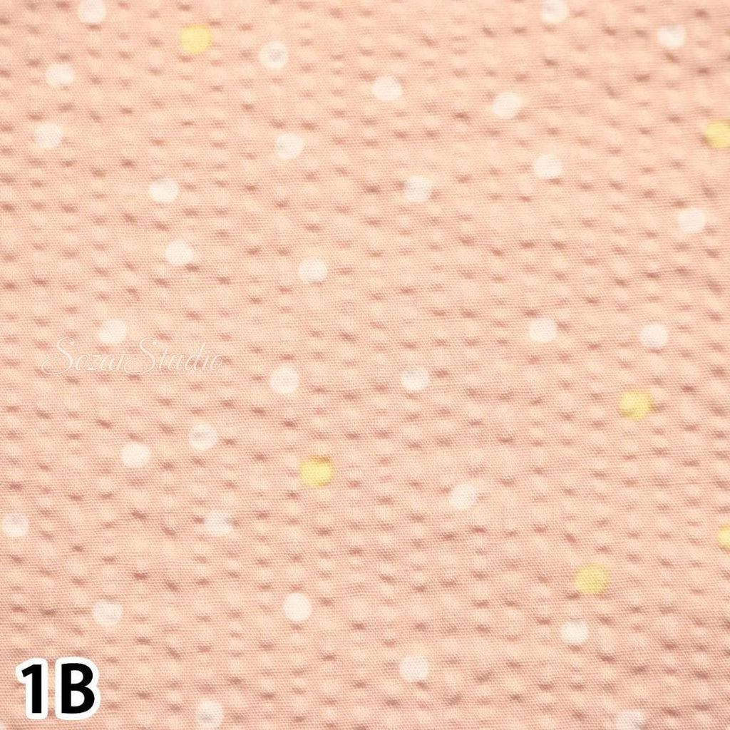 1 Yard Seersucker Japanese fabric - Polka Dots print, Light Pink - 100% Cotton