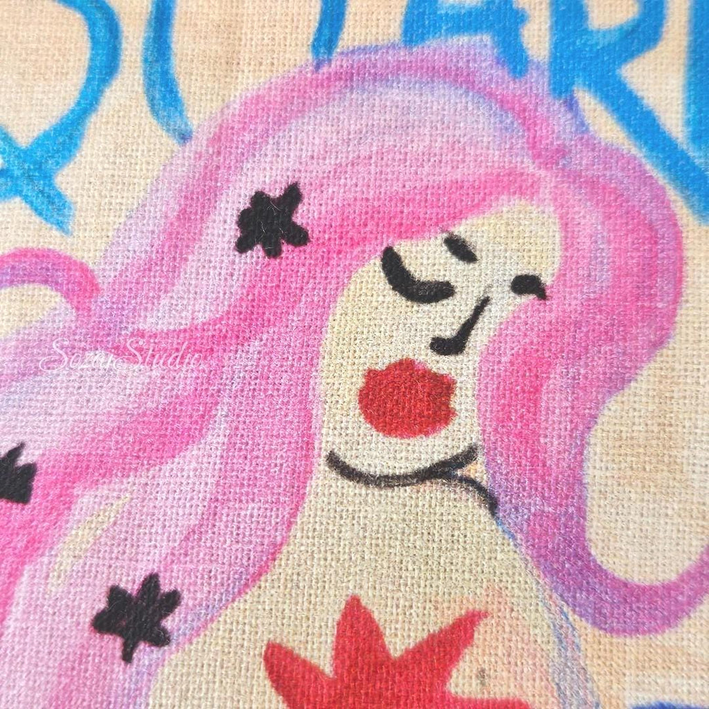 Japanese Zodiac Fabric: Cream Cotton Digital Print - by yard