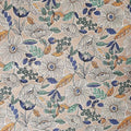 1 yard, Japanese fabric - Botanical flower, Beige, Yellow leaf - Linen Blend Canvas