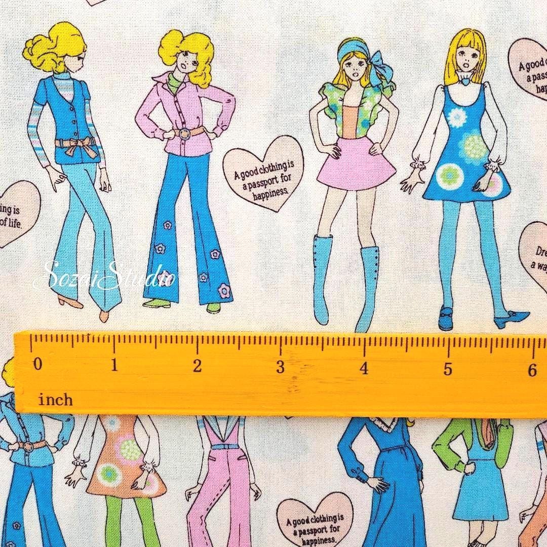 Koko Seki Retro Disco Girls Fabric: 70's Japanese Cotton Muslin, by the yard