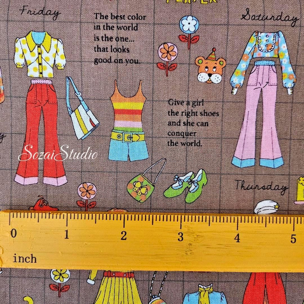 Koko Seki Japanese Fabric: 1970s Retro Cotton Muslin - Brown, by the yard