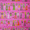 Koko Seki Japanese Fabric: 70's Retro Disco Girls Print, Pink Cotton Muslin, by the yard