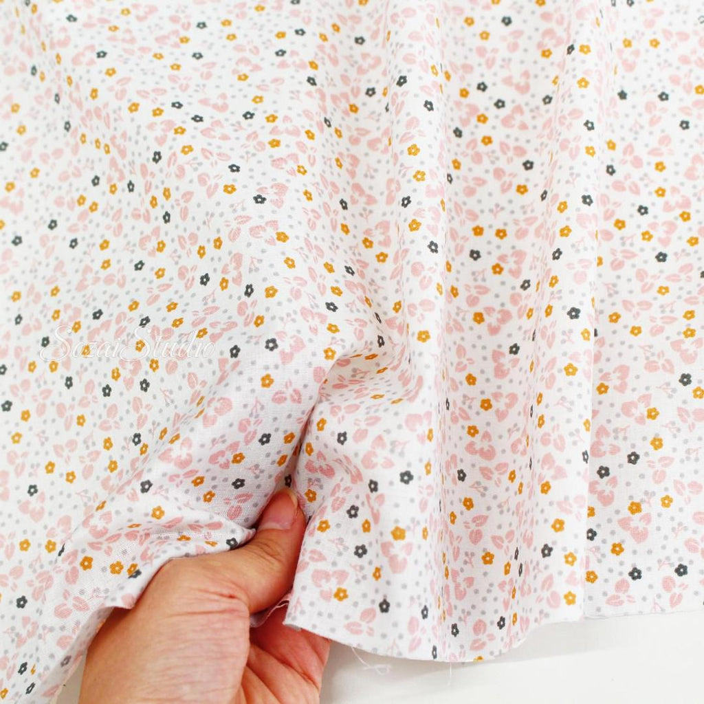 Orange Petal Print Cotton Fabric: Minimalist Style, 59" Wide - by the yard