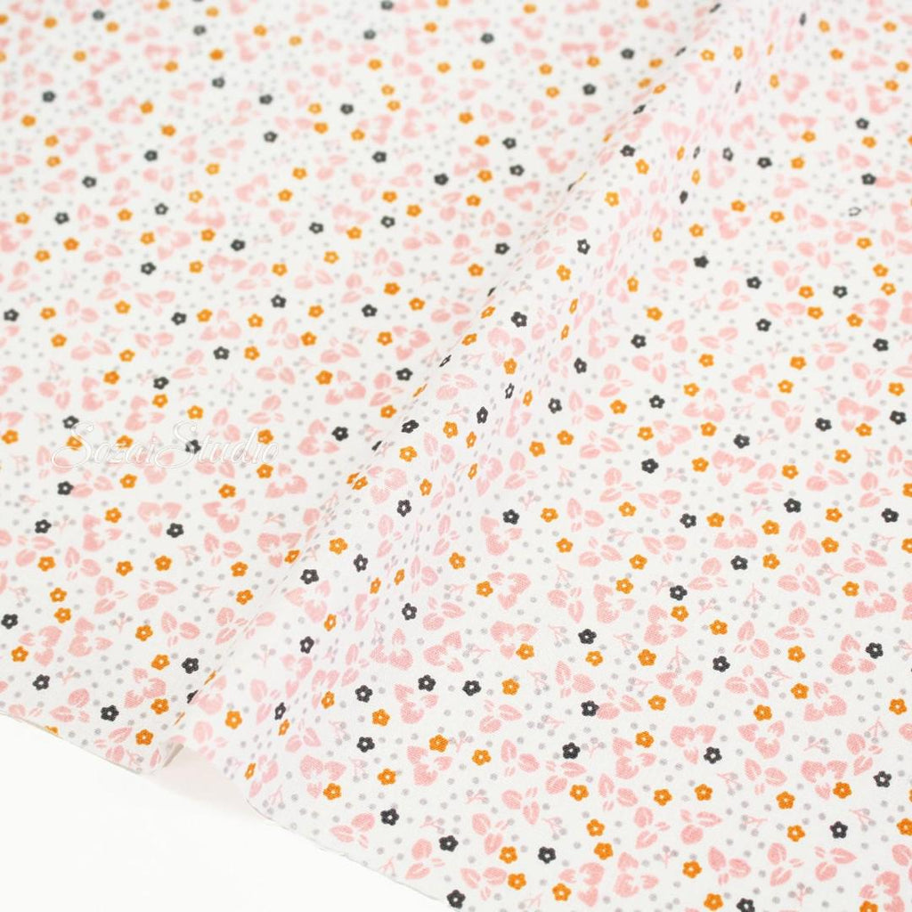 Orange Petal Print Cotton Fabric: Minimalist Style, 59" Wide - by the yard