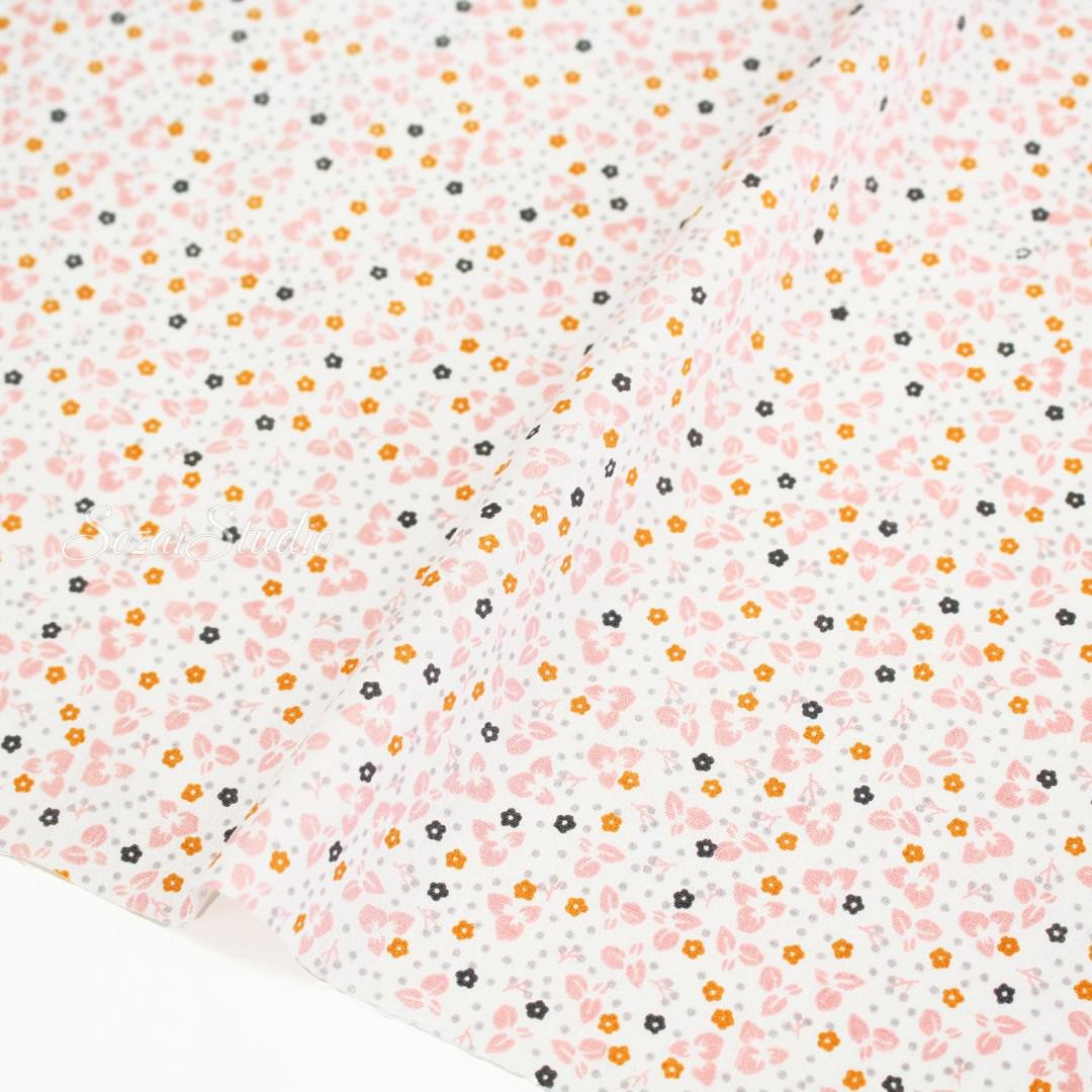 Orange Petal Print Cotton Fabric: Minimalist Style, 59" Wide - by the yard